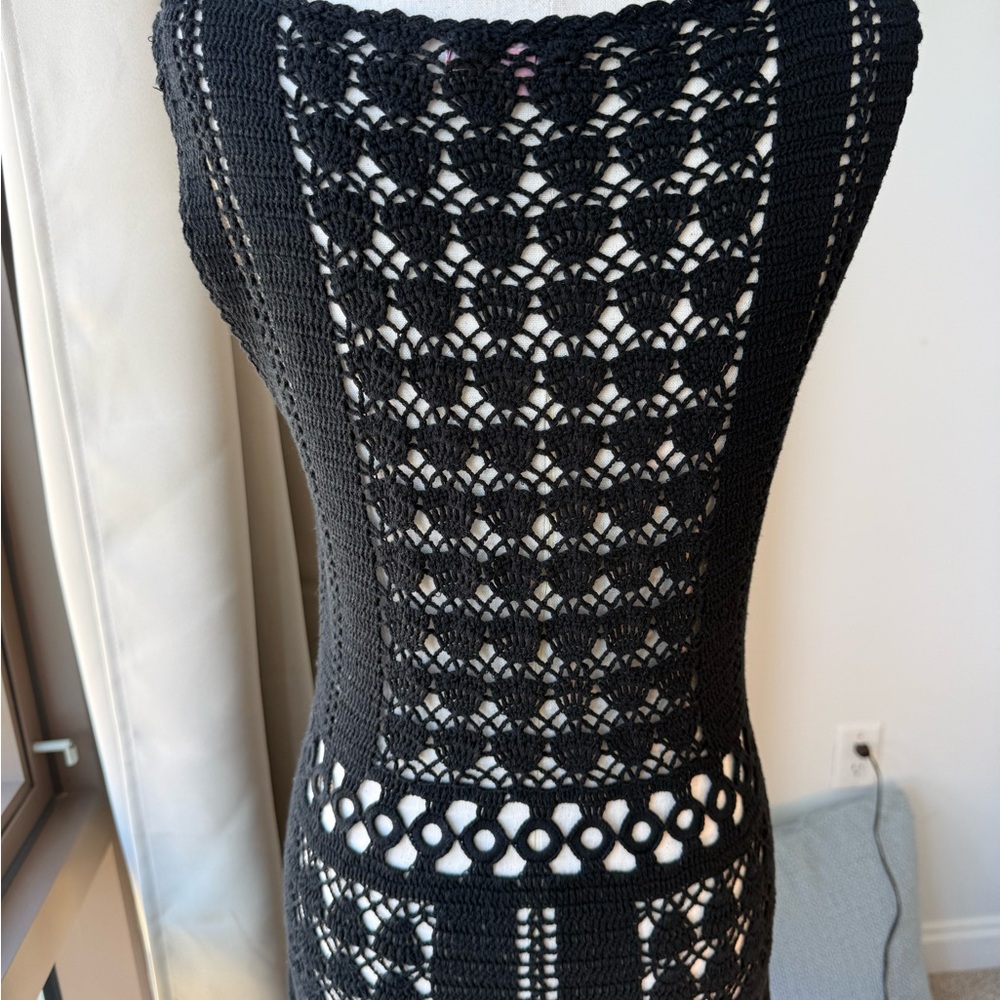 Calypso St. Barth Black Crochet Dress Sleeveless Scoop Neck - Picture 7 of 10